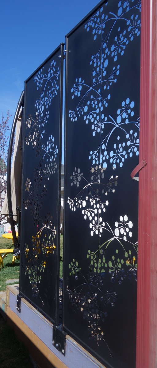 mounted cherry blossom steel privacy divider