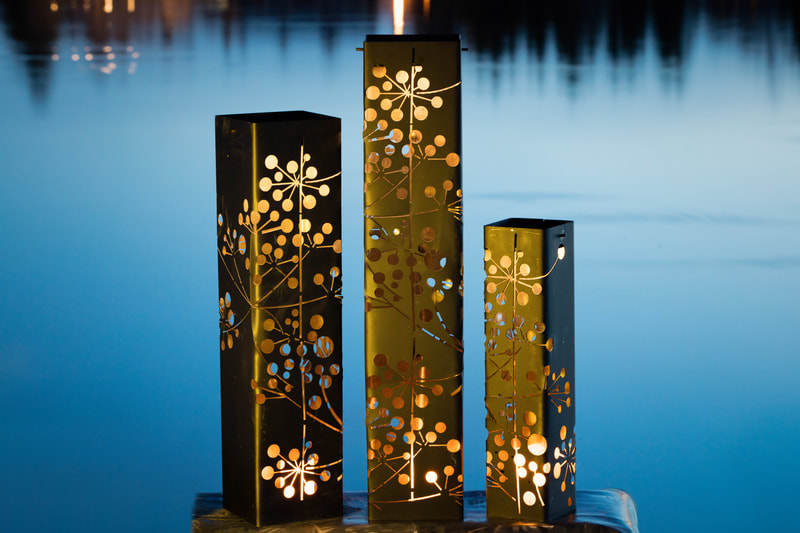 cherry blossom design steel garden lantern