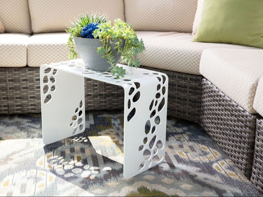 steel white powder coated rock design table stool