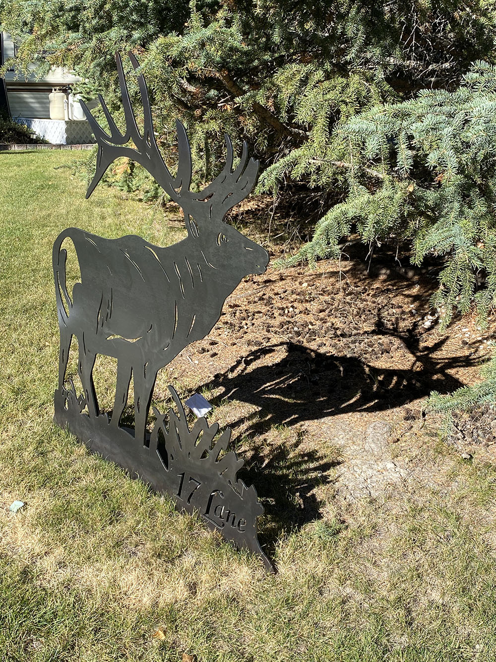deer with antlers steel yard sign