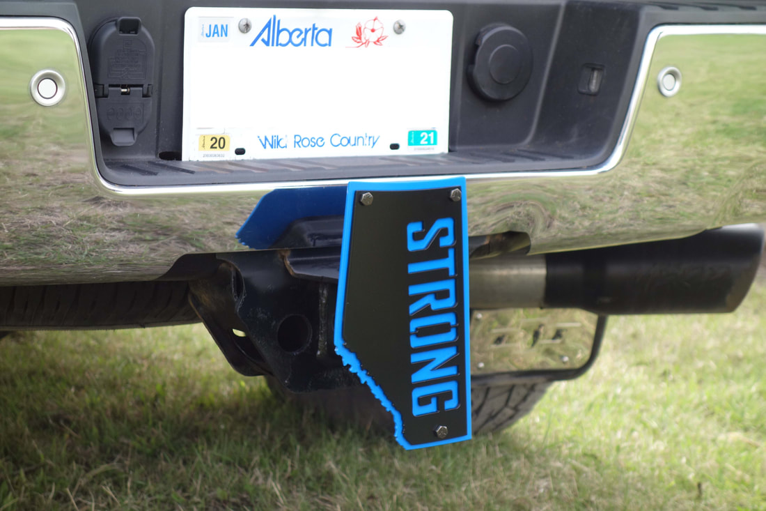 blue Alberta Strong hitch cover