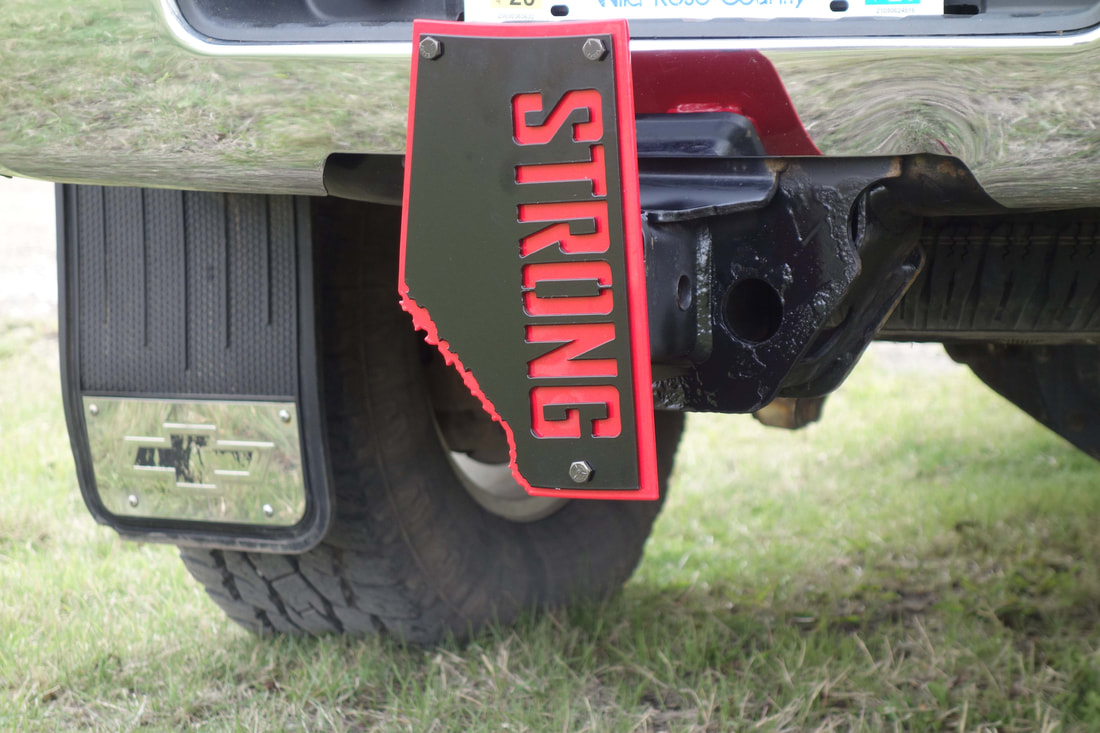 red Alberta Strong hitch cover