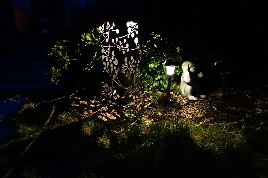 Cherry Blossom lantern lit at night
