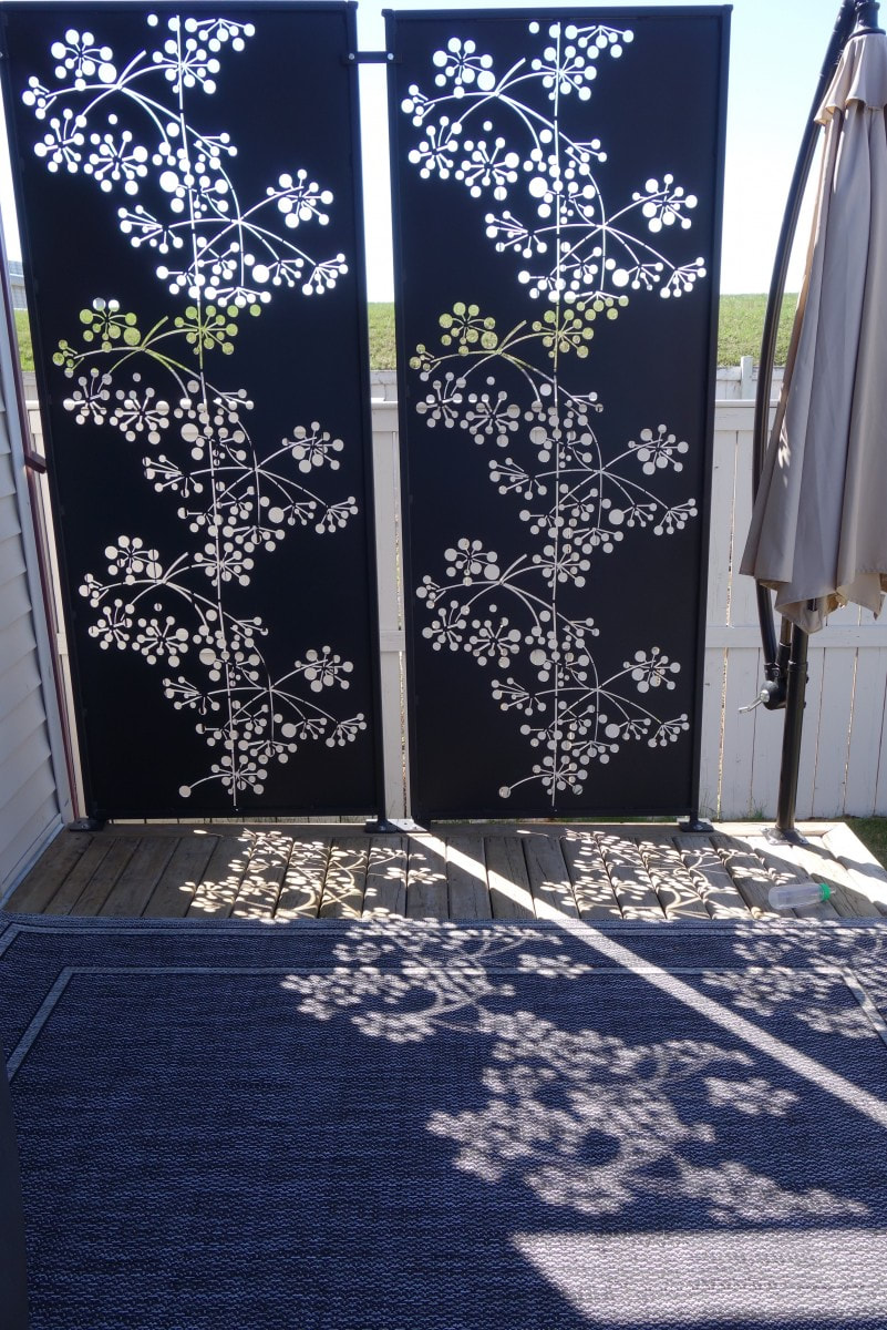 steel cherry blossom design privacy screen shadow pattern