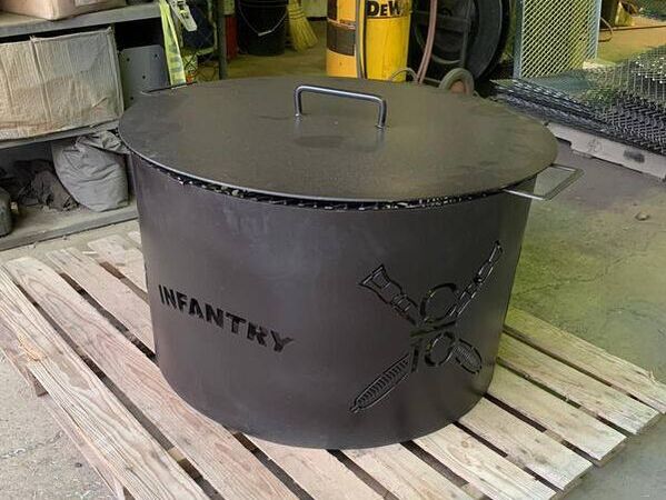 solid steel round firepit lid