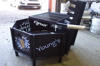 adjustable firepit grill with handles