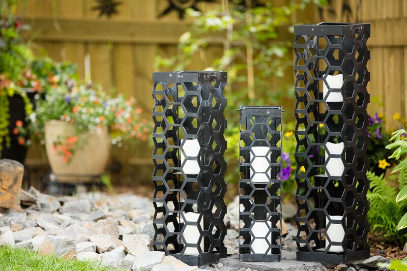 honeycomb design steel garden lantern