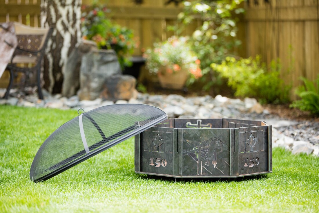 large steel panel fire pit