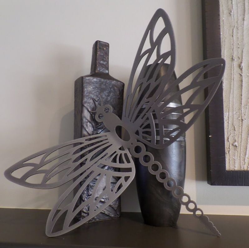 steel dragonfly art with sculpture and painting