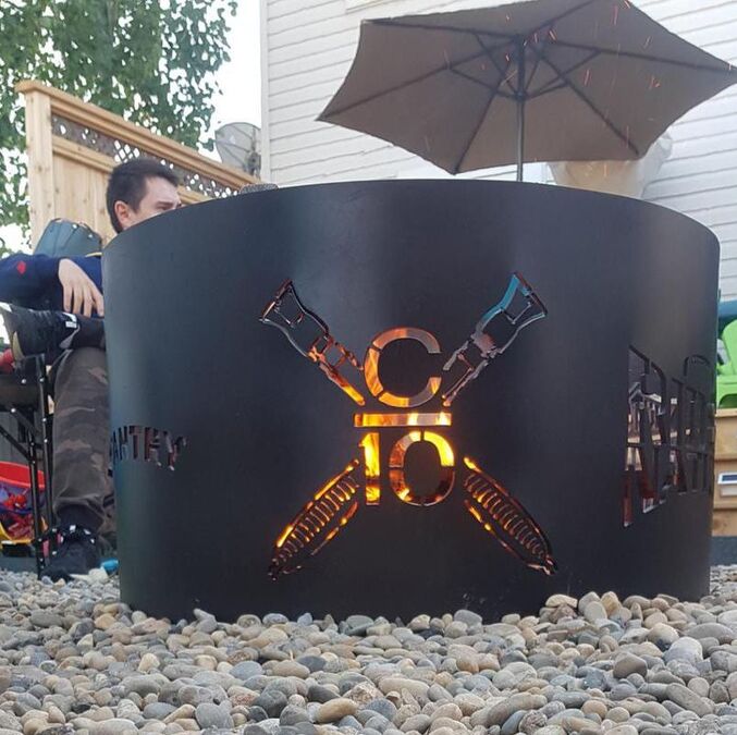 small custom design rolled firepit firefighters