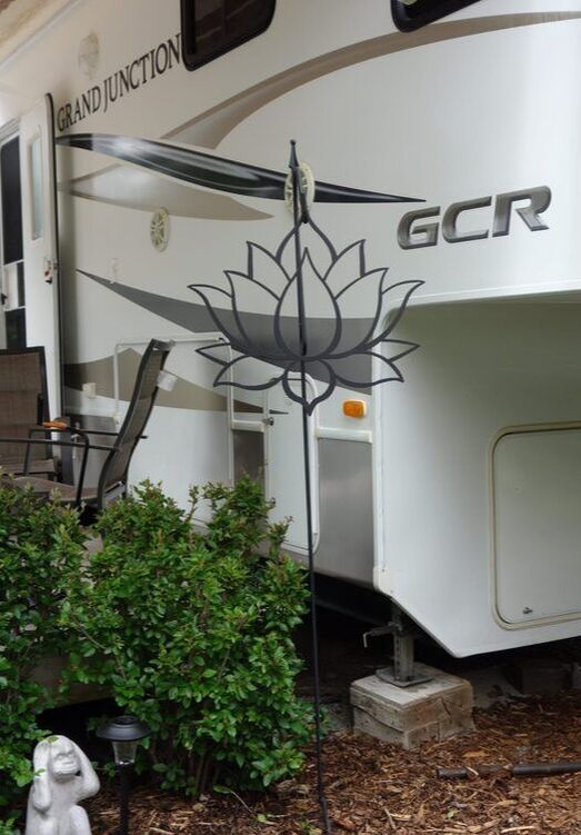 RV park decor steel lotus flower on hook
